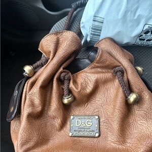 D&G Tan Leather Bag with Gold Details